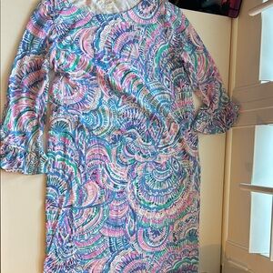 Lilly Pulitzer Vibrant Pink and Blue Long Sleeve Dress